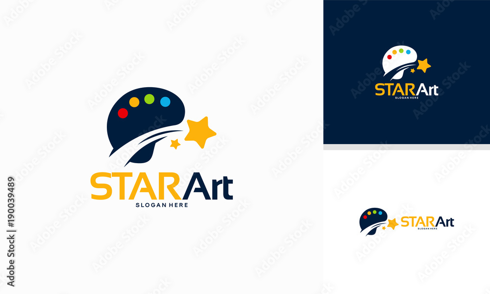 Star Art logo designs concept, Iconic Star Painting logo template Stock