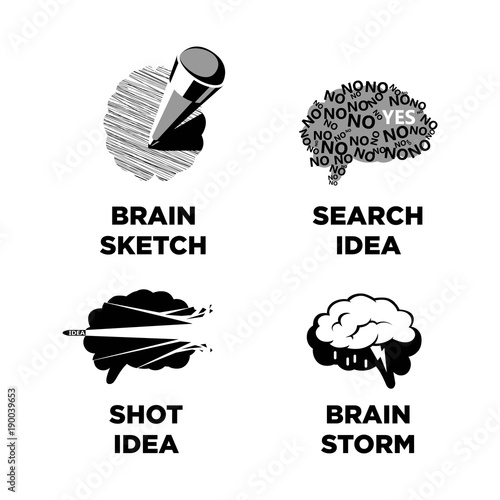 Innovative ideas idea and smart brain vector icons templates