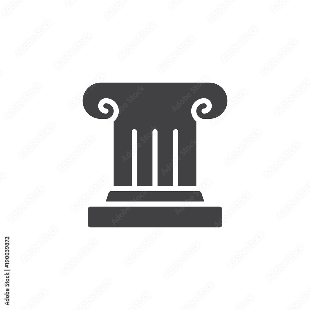 Antique column icon vector, filled flat sign, solid pictogram isolated on white. Pillar, Ionic column symbol, logo illustration. Antique column icon vector, filled flat sign, solid pictogram isolated on white. Pillar, Ionic column symbol, logo illustration.