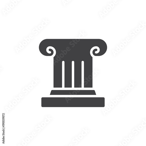 Antique column icon vector, filled flat sign, solid pictogram isolated on white. Pillar, Ionic column symbol, logo illustration.