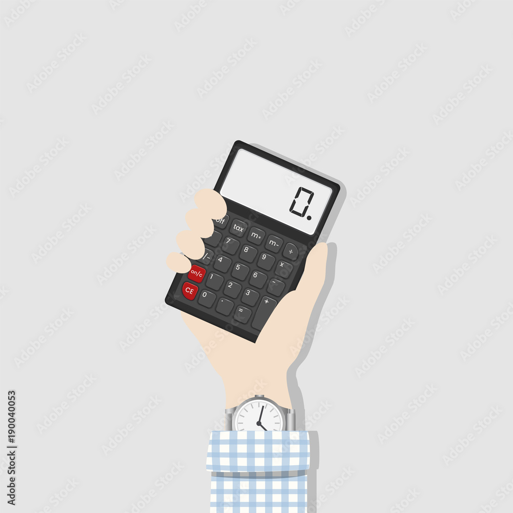 Illustration of hand holding calculator Illustration of hand holding calculator