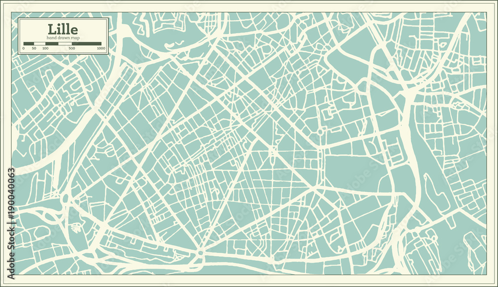 Fototapeta premium Lille France City Map in Retro Style. Outline Map.