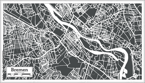 Bremen Germany City Map in Retro Style. Outline Map.