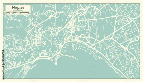 Fotografia Naples Italy City Map in Retro Style. Outline Map.
