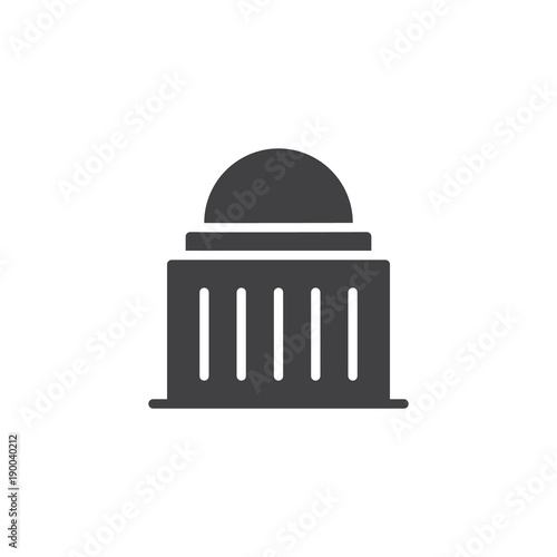 Capitol building icon vector, filled flat sign, solid pictogram isolated on white. Symbol, logo illustration.
