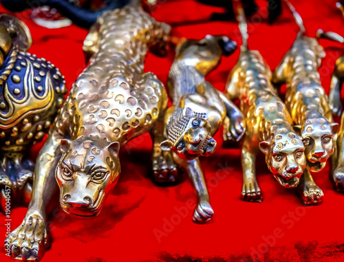 Chinese Replica Bronze Tigers Panjuan Flea Market  Decorations Beijing China photo