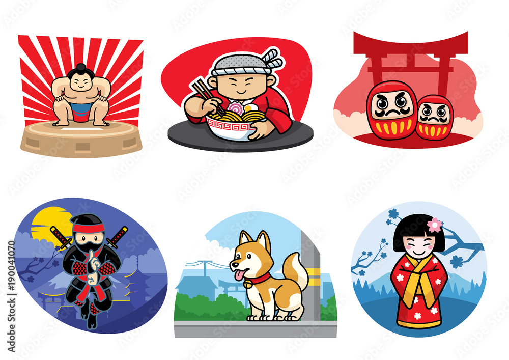 japan badge design set