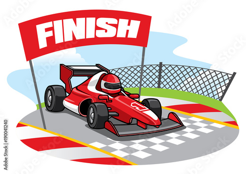 formula racing car reach the finish line