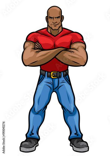 man with big muscle body posing