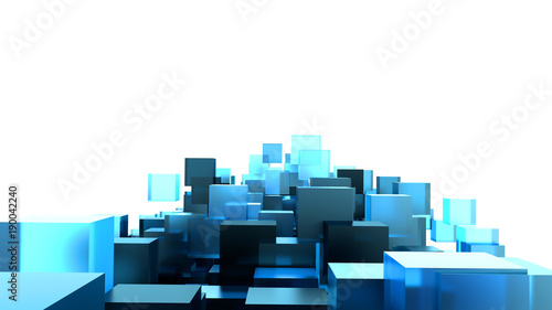 A Blue Cubes Abstract Background