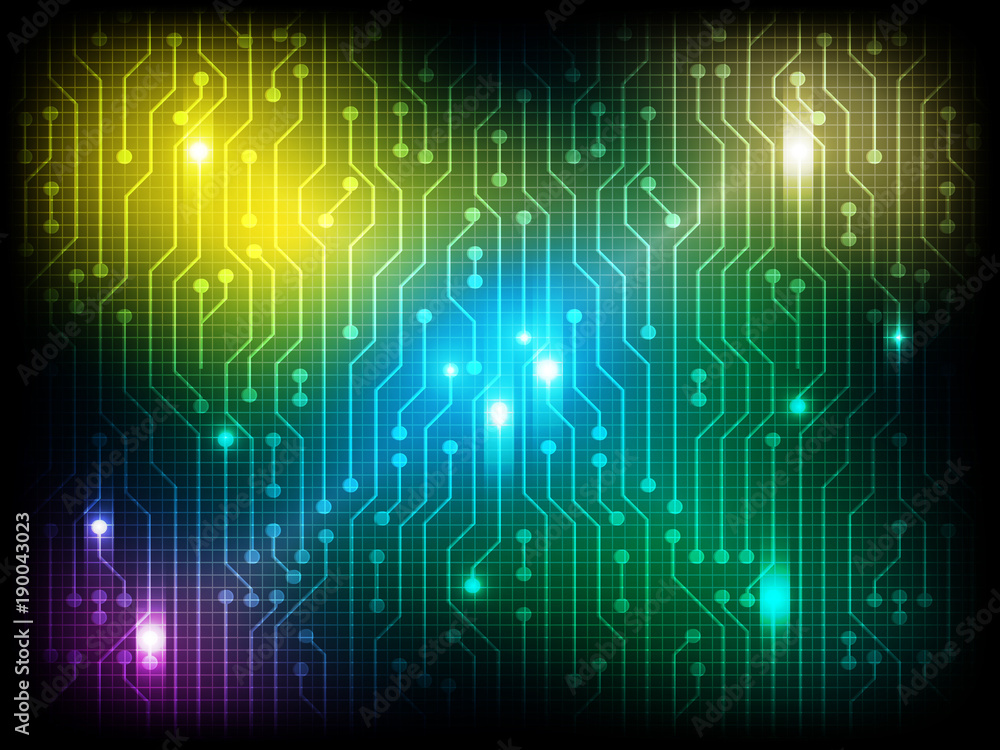 abstract vector high-tech color light on circuit board background