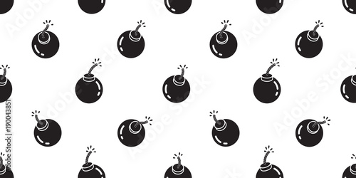 bomb Seamless Pattern vector icon grenade cartoon isolated wallpaper background