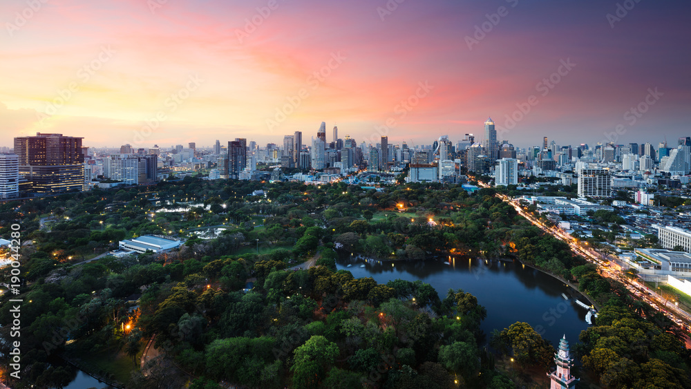 Fototapeta premium Lumpini park, The lungs of Bangkok city, Thailand