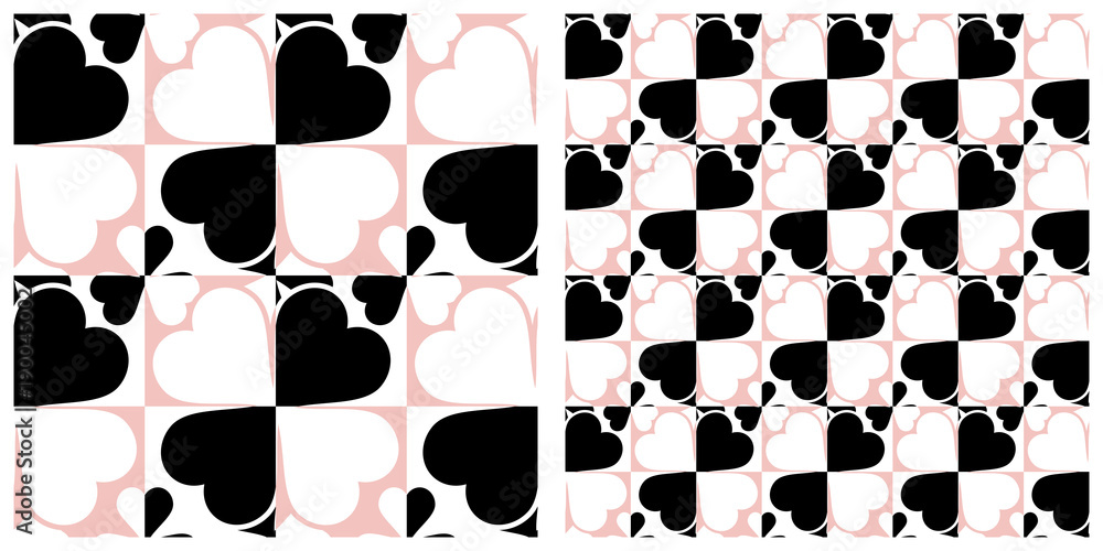 Fototapeta premium Seamless pattern for Saint Patrick's Day in two layers of clover or shamrock intersected with grid or chess board.
