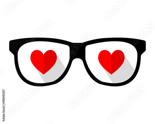 heart love eye glasses optics image vector icon logo