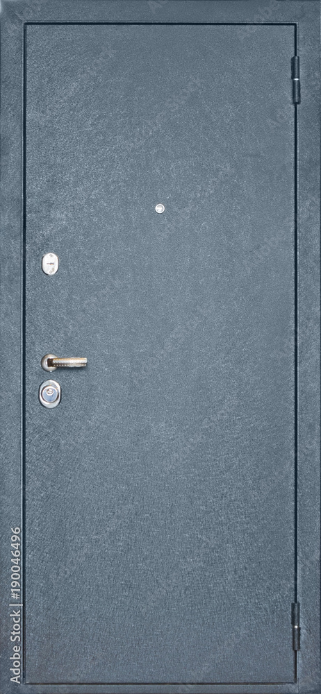 Door entrance heavy metal with two locks.