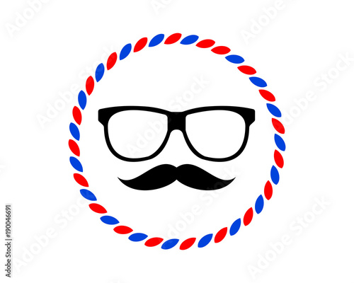 barber glasses mustache eye glasses optics image vector icon logo
