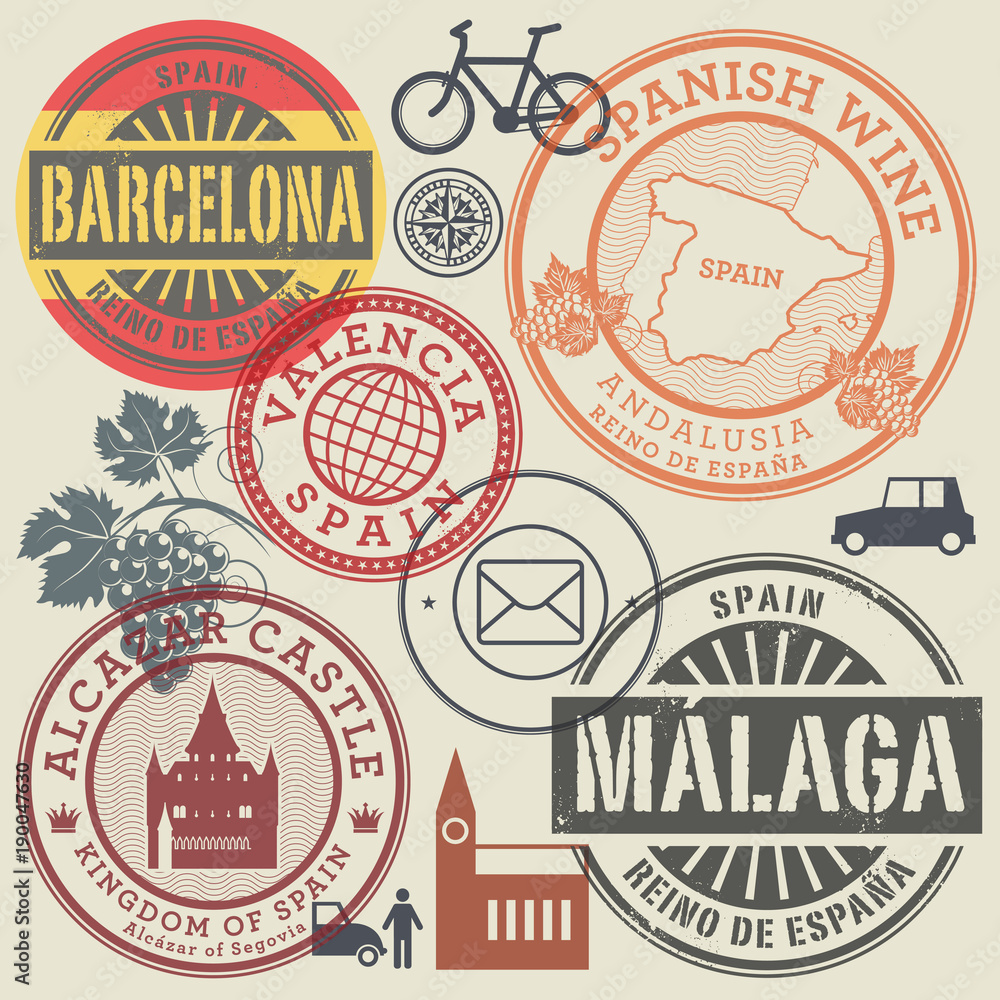 Travel stamps or symbols set Spain