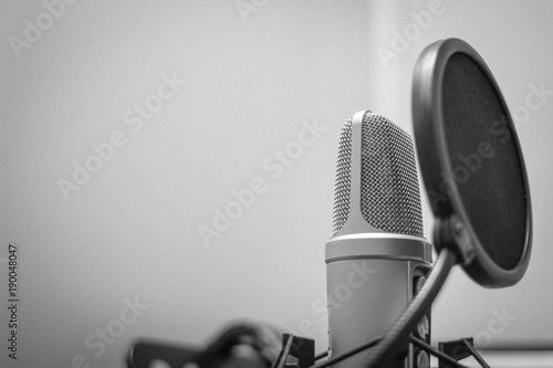 Microphone close-up in recording studio photo