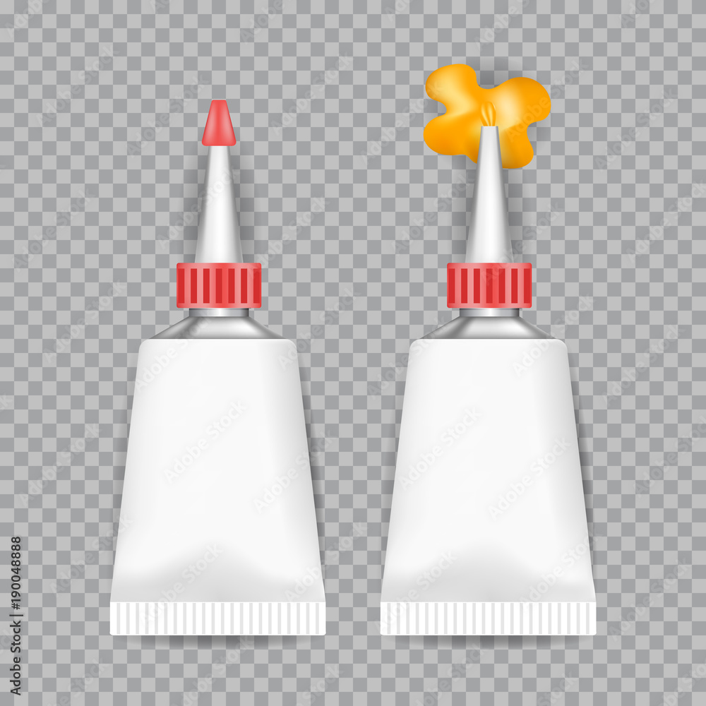 Realistic White Tubes Glue isolated on transparent background. Vector illustration. Realistic White Tubes Glue isolated on transparent background. Vector illustration.