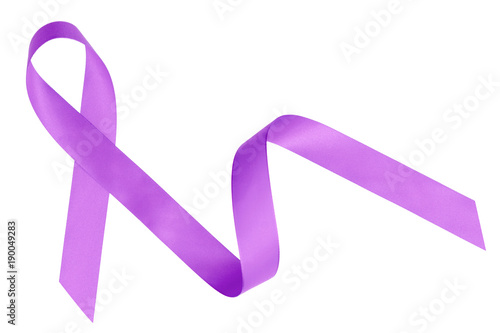 Lavender ribbon awareness isolated on white background photo