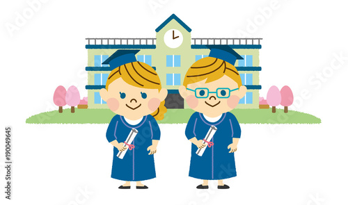 学校と男女の学生