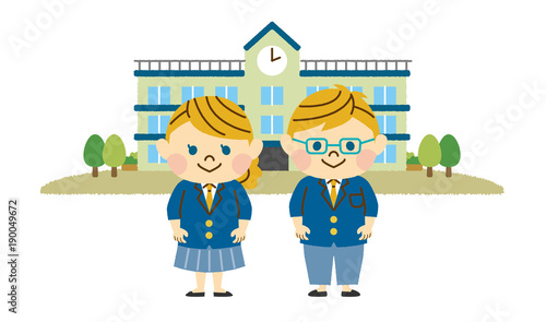 学校と男女の学生