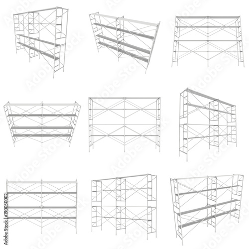 Wallpaper Mural Scaffolding metal construction set isolated on white