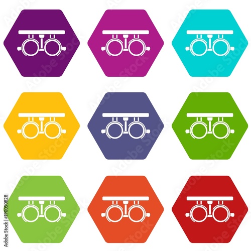 Trial frame for checking patient vision icon set color hexahedron