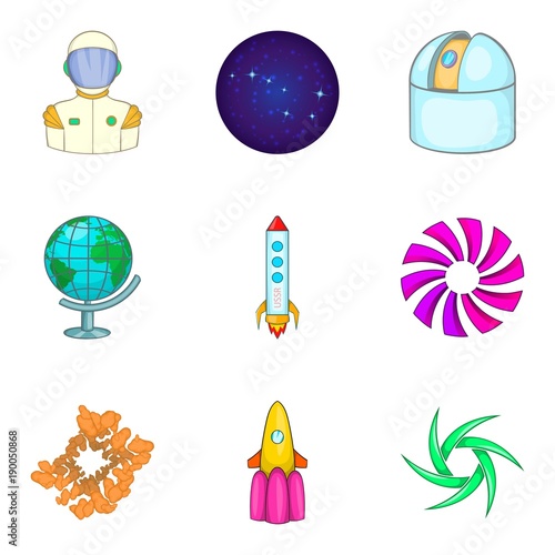 Latest technology icons set, cartoon style