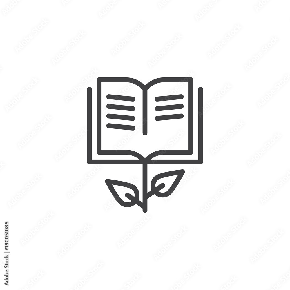 Grow book line icon, outline vector sign, linear style pictogram isolated on white. Symbol, logo illustration. Editable stroke Grow book line icon, outline vector sign, linear style pictogram isolated on white. Symbol, logo illustration. Editable stroke