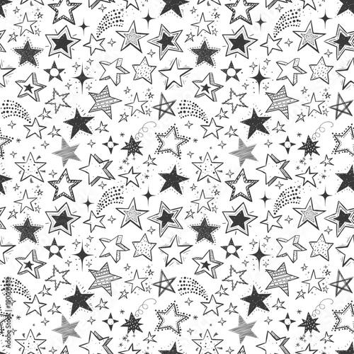 Seamless background with doodle stars