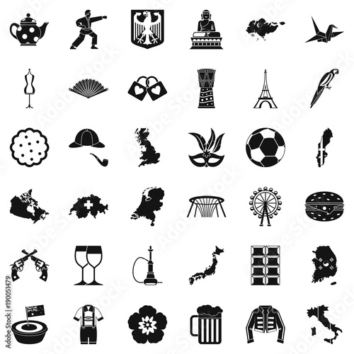 Mapping icons set  simple style
