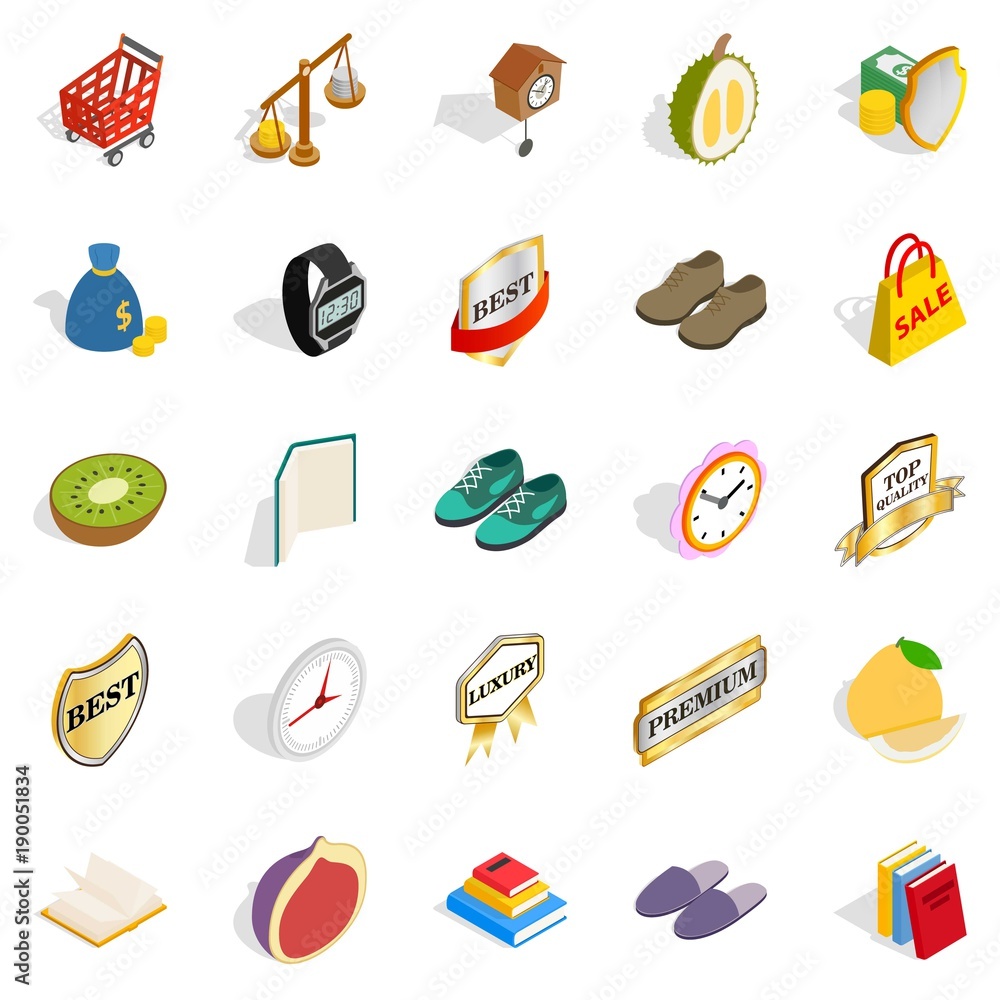 Perfection of body icons set, isometric style