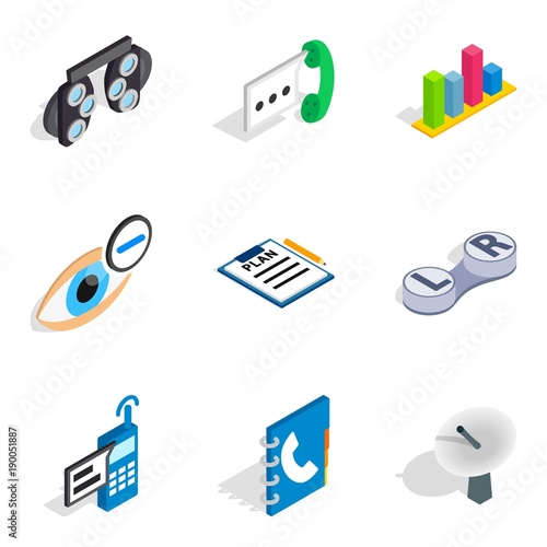 Sophisticated technology icons set, isometric style