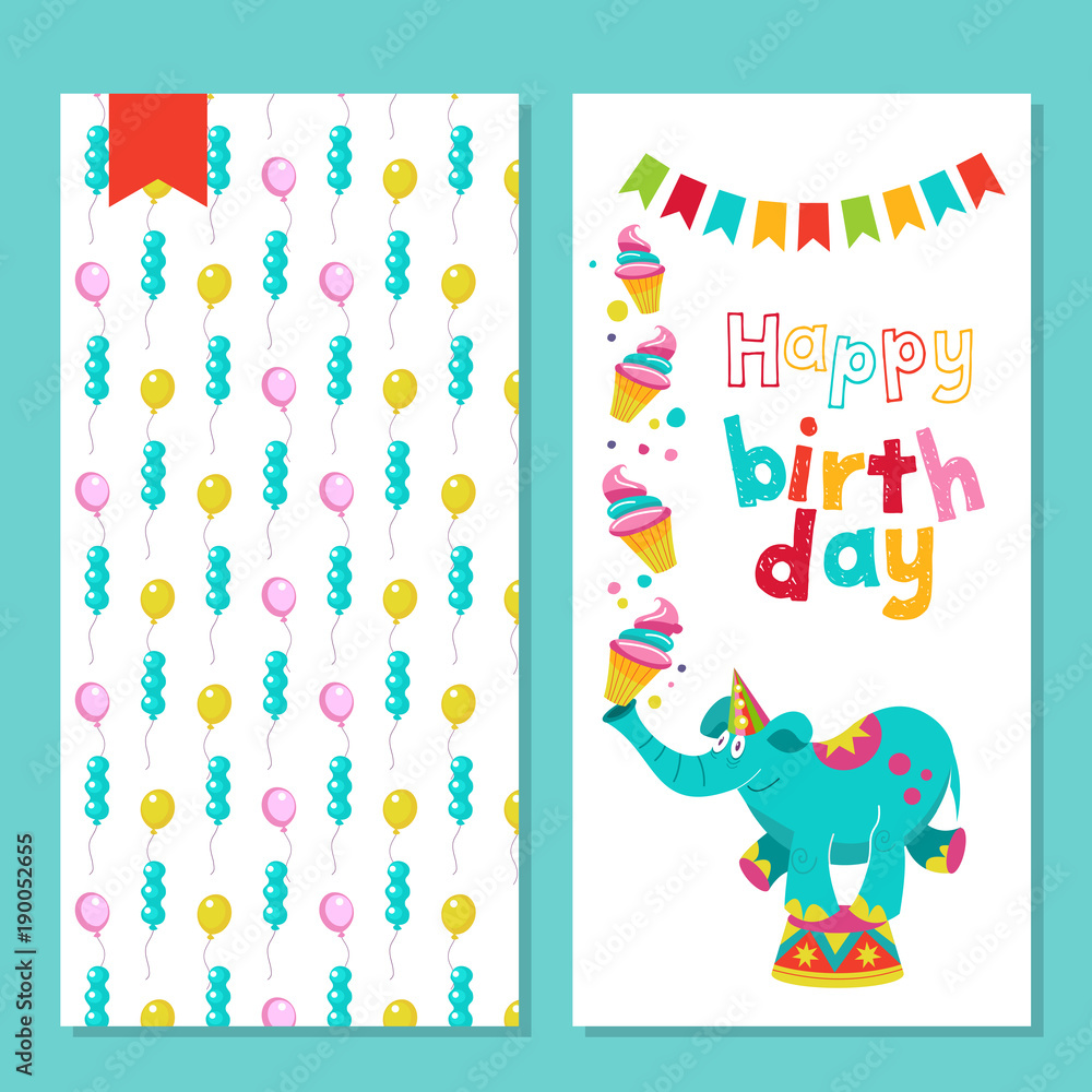 Obraz premium Happy birthday. Vector greeting card