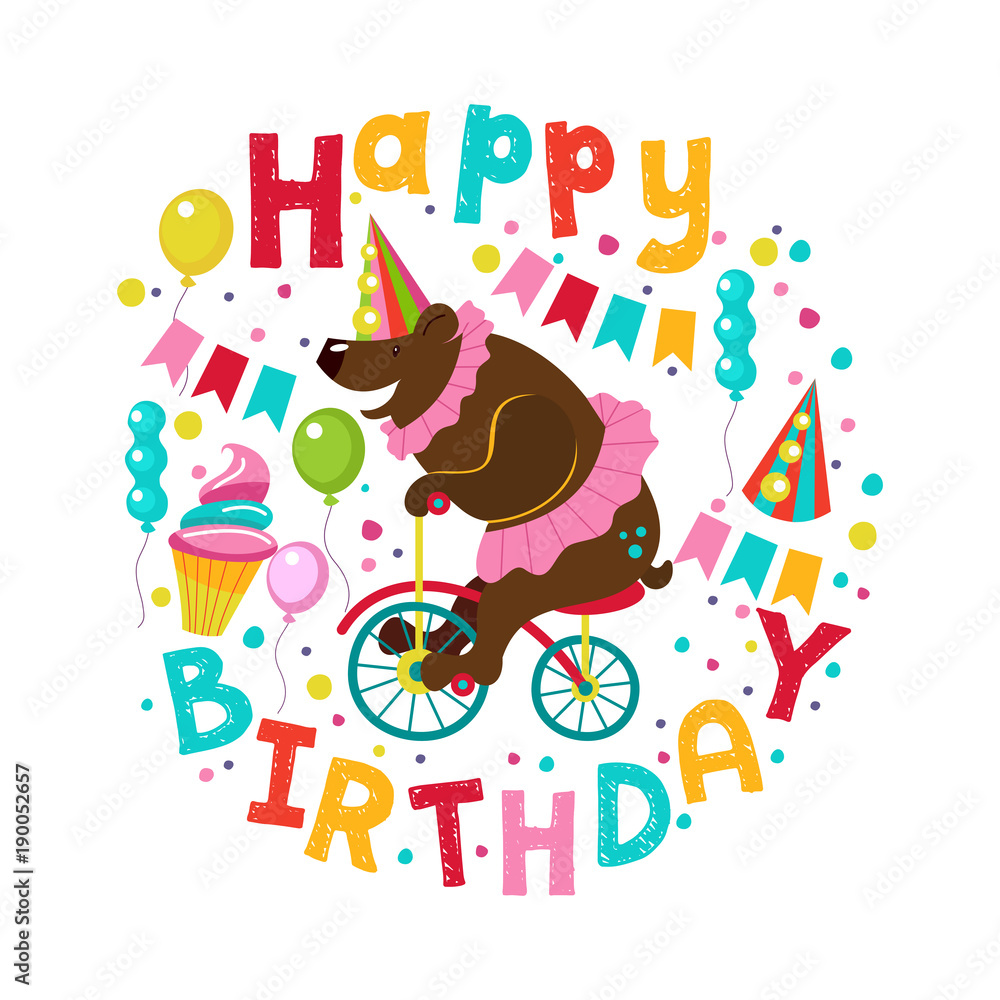Obraz premium Happy birthday. Vector greeting card
