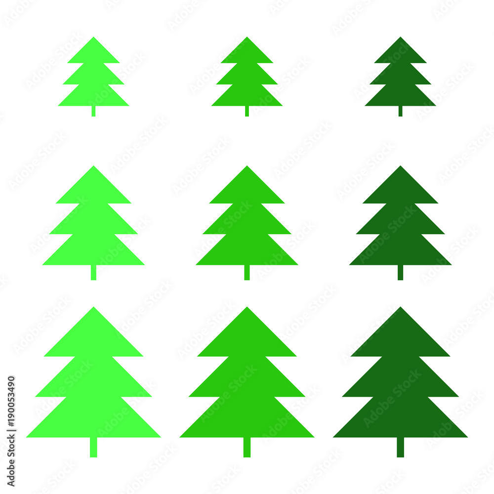 Tree vector icon. Tree sign. Christmas tree icons set.