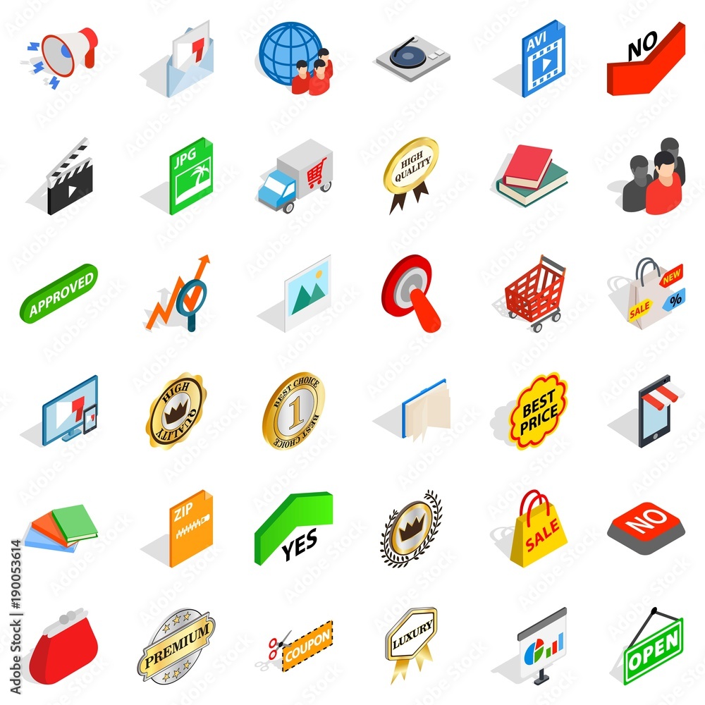 Barter trade icons set, isometric style Barter trade icons set, isometric style