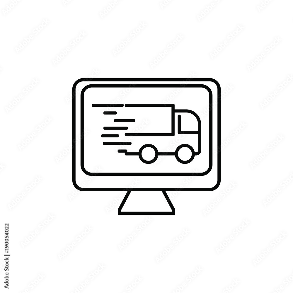 Computer screen icon. Logistic icon. Computer screen icon. Logistic icon.