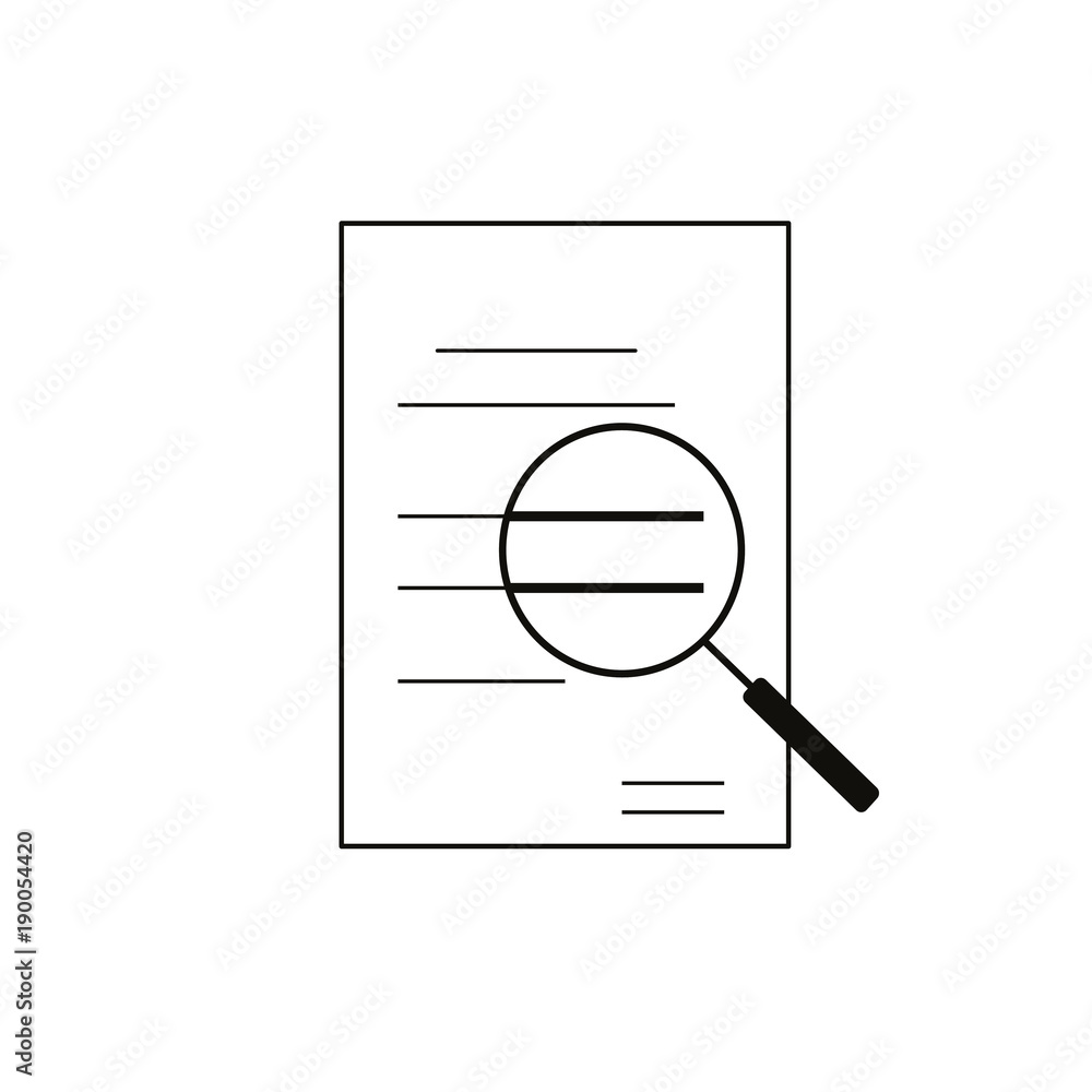Document with magnifier Icon Vector Logo Template Document with magnifier Icon Vector Logo Template