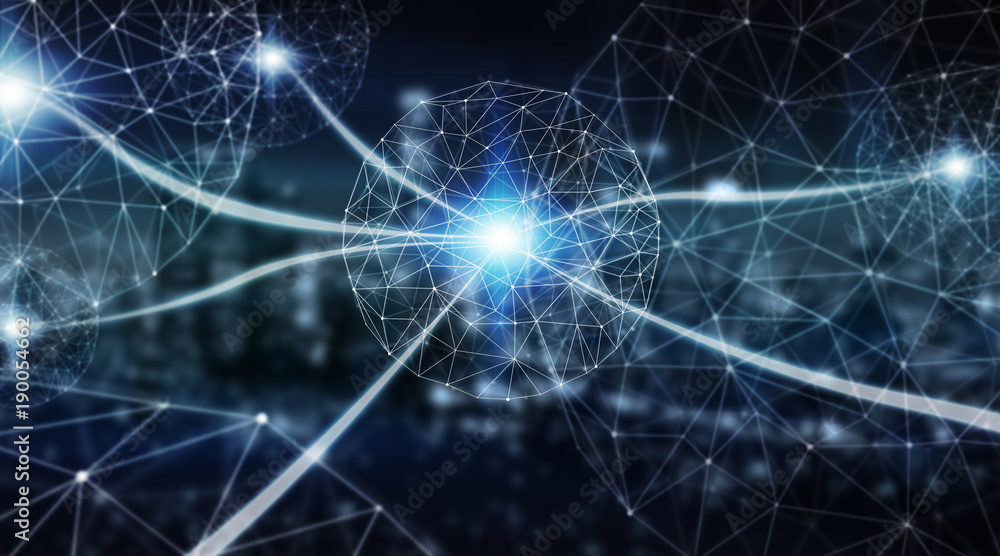 Connections system sphere and datas exchanges 3D rendering Connections system sphere and datas exchanges 3D rendering