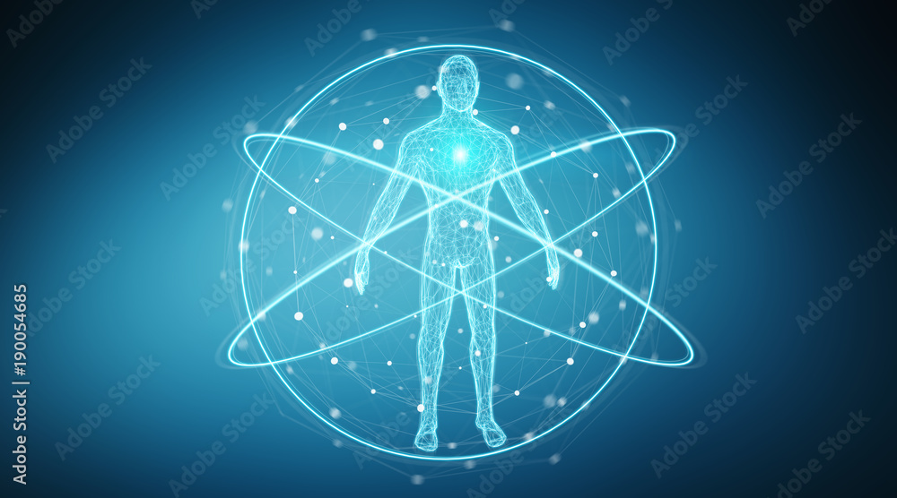 Digital x-ray human body scan background interface 3D rendering