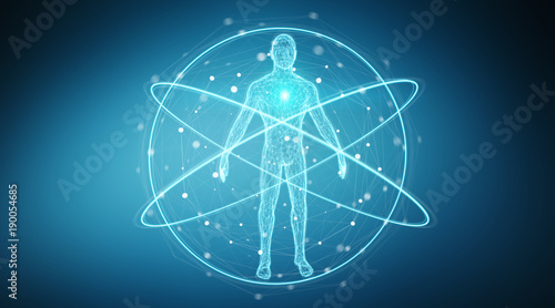 Digital x-ray human body scan background interface 3D rendering