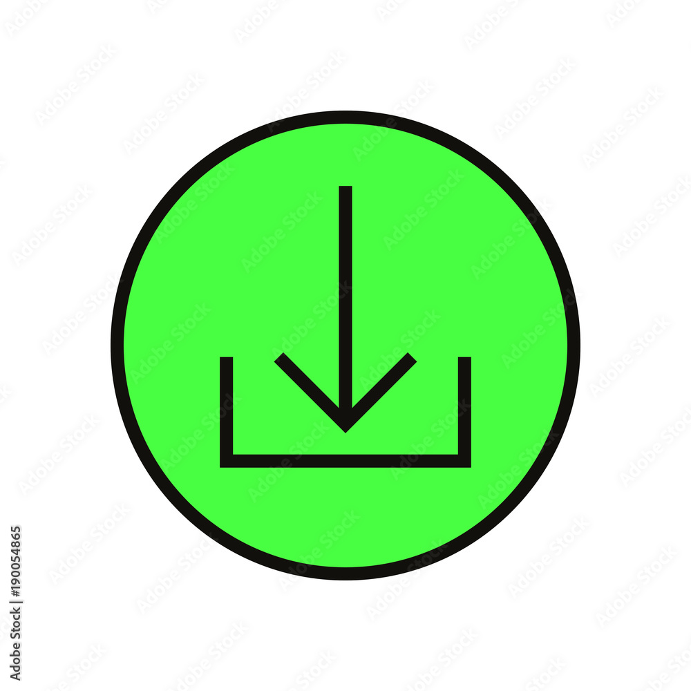 Download green button. Download line icon Download green button. Download line icon