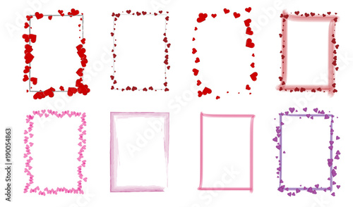 Set mit verschiedene rote Rahmen mit Herzen Liebe Hintergrund