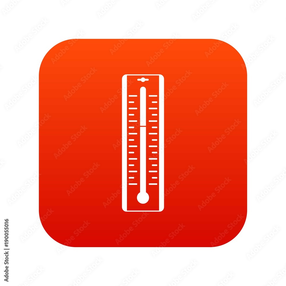 Thermometer with degrees icon digital red