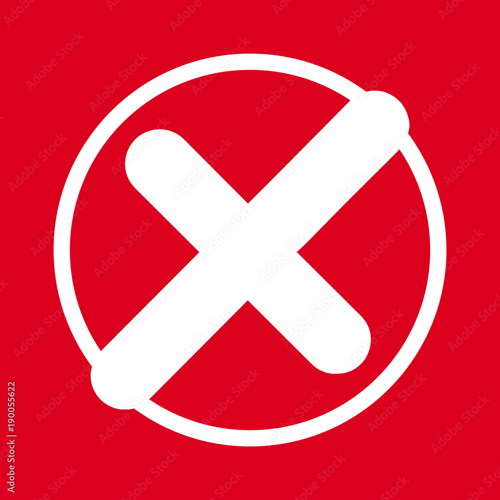 Obraz premium Check cross mark in red circle. Vector illustration.