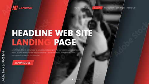 Web site header template with diagonal hovering lines and a place for photos