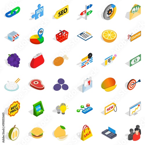 Resell icons set, isometric style